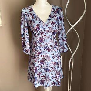 Bebop women long sleeve v-neck shirt dress summer paisley print small